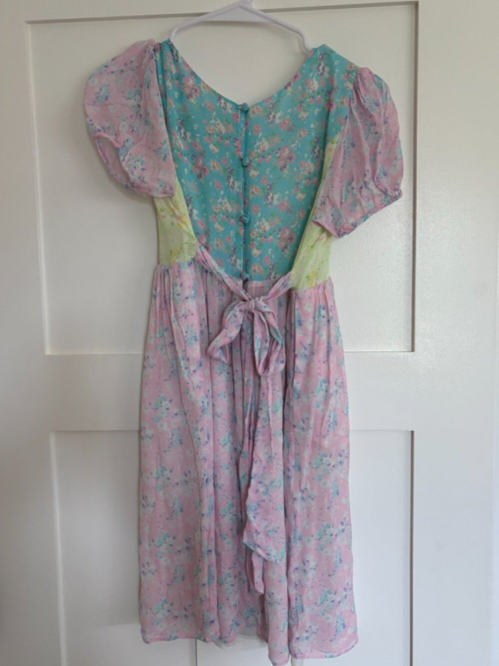 LoveShackFancy Girls Floral Dress Size 12Y Pink Blue Puff Sleeve Patchwork - Picture 2 of 4